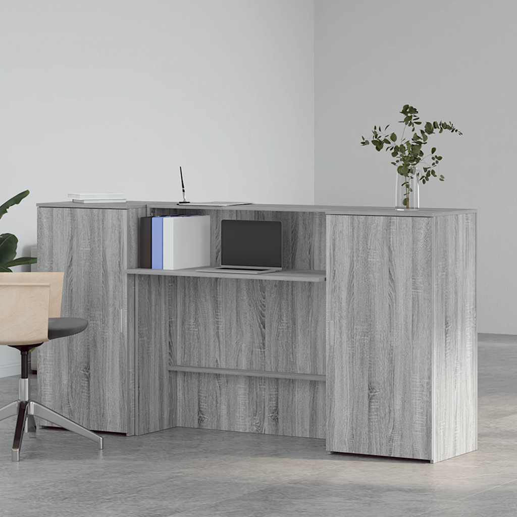 Reception Desk Grey Sonoma 200x50x103.5 cm Engineered Wood